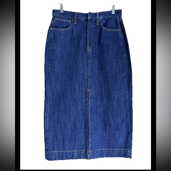 J. Crew Dresses & Skirts - J CREW Blue Denim Midi High-Rise Classic Front Split Skirt Sz 27 (Small)